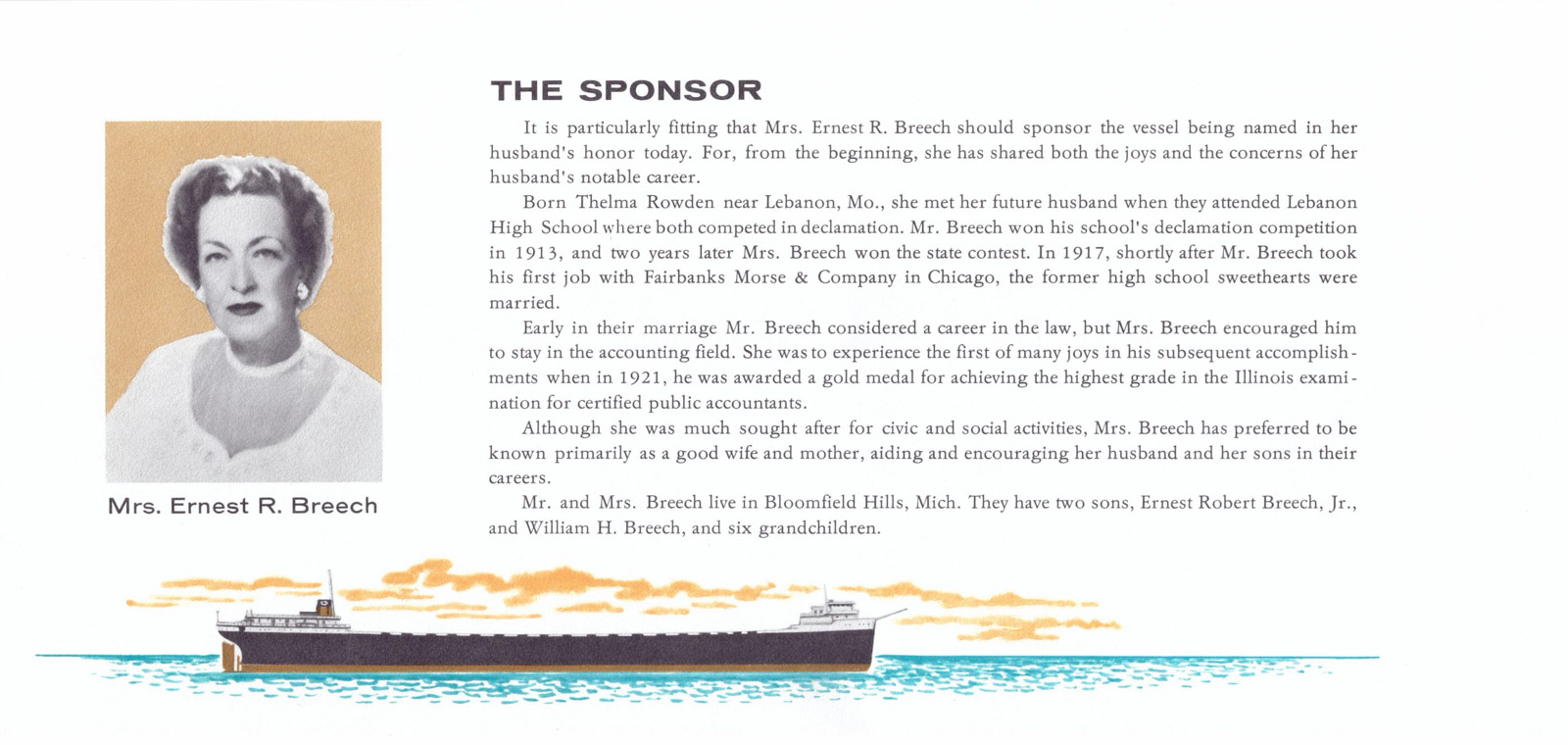 The Sponsor: Mrs Ernest R Breech
