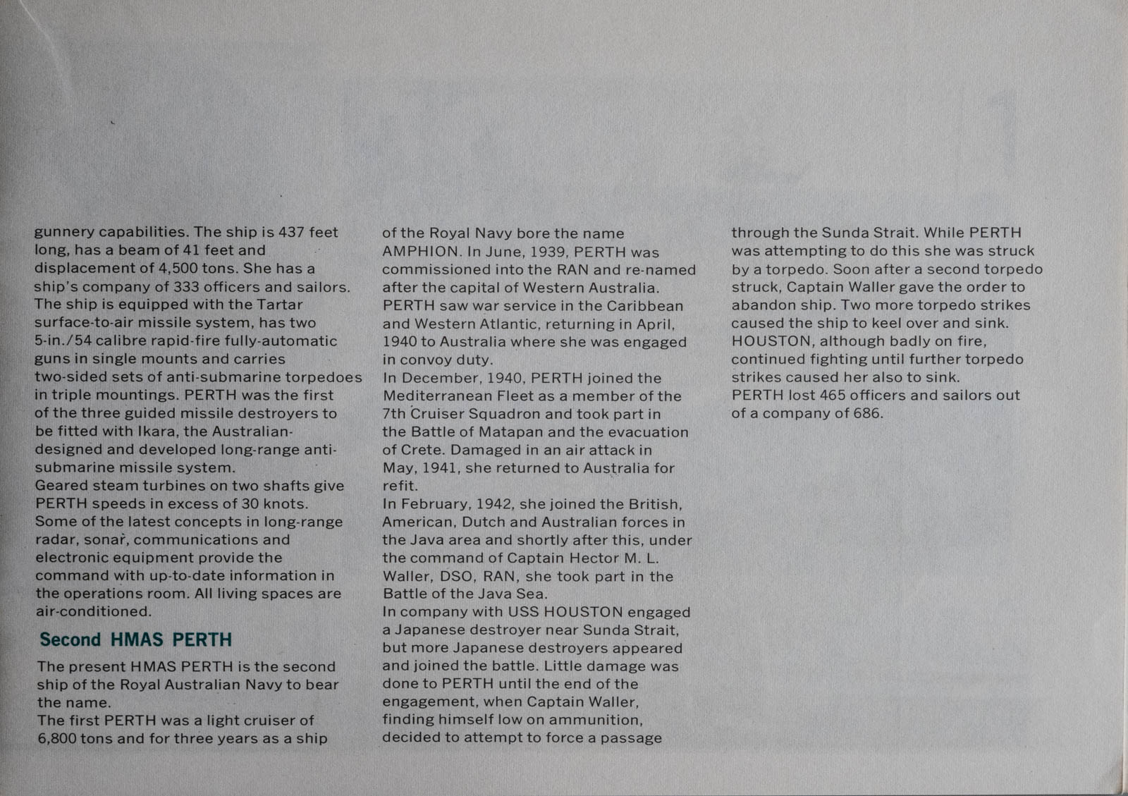 HMAS Perth Commendation